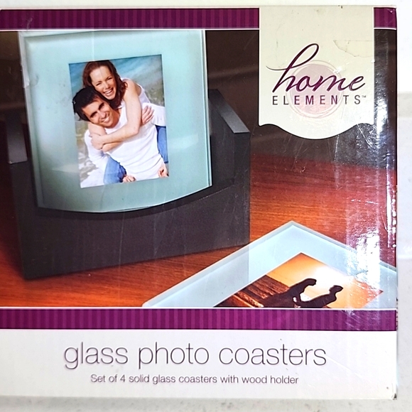 Glass Photo Coasters Set of 4 with wood holder. - Picture 3 of 4